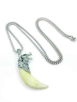 Крупная подвеска Волчий Клык на длинной цепочке