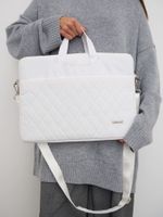 Легкая сумка для ноутбука 14" и 15,6" с карманом и ремнем на плечо (Стеганый белый)