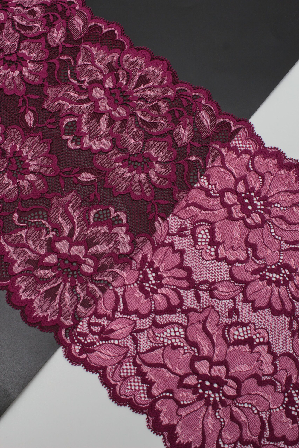 Эластичное кружево сливовое вино ширина 22 см