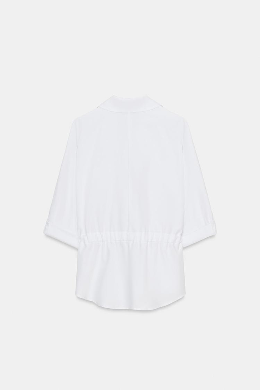 ZARA РУБАШКА САФАРИ ИЗ ПОПЛИНА, БЕЛЫЙ