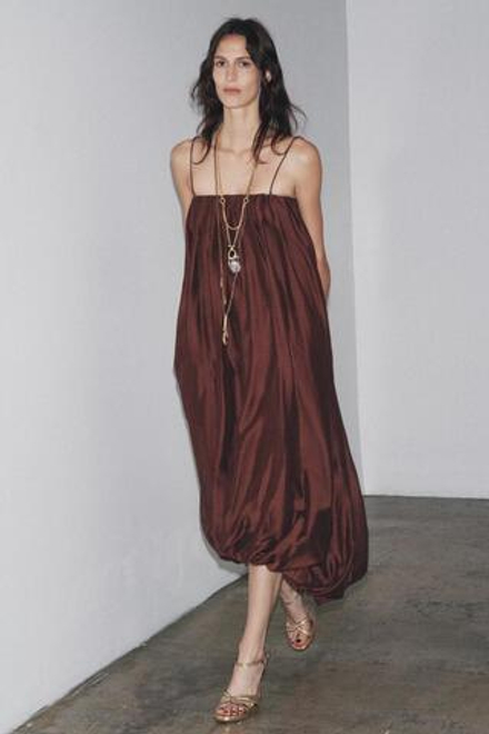 ZARA ПЛАТЬЕ-ТРАНСФОРМЕР С ЮБКОЙ-БАЛЛОНОМ — ZW COLLECTION, ТЕРРАКОТОВЫЙ