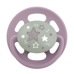 NIP Соска пустышка, латекс "Cherry Green Night", размер 1 (0-6) фиолетовый/коричневый