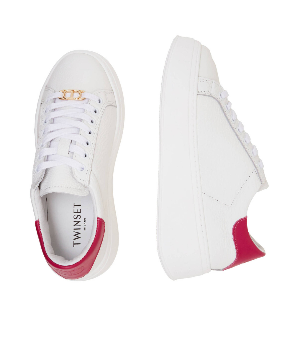 Кожаные кроссовки TWINSET - белый(241TCP050)