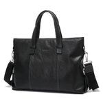 GOLF Cow Leather With Synthetic Leather 13.3 Inches Laptop Bag, Portable, One Shoulder Briefcase Large Men"s Black