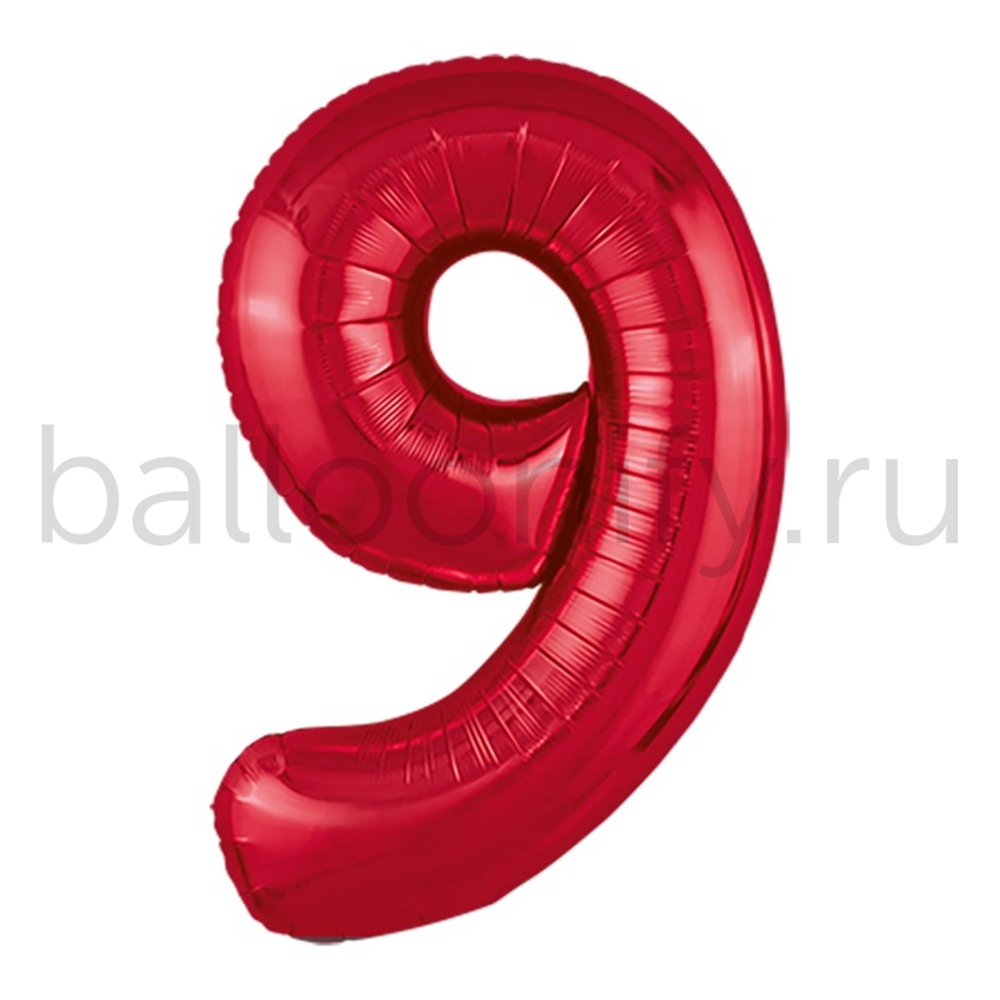 Шар ЦИФРА 9 Металлик Red 40" 102 см