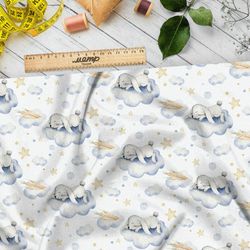 Ткань саржа зайчата на облаках