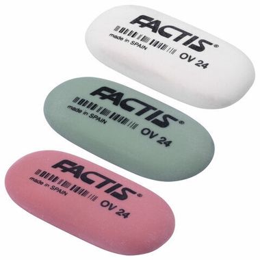 Ластик (FACTIS) OV 24 (Испания) 49х24х9 мм, цвет ассорти, овальный, мягкий CMFOV24