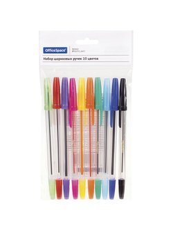 Набор шариковых ручек 10 штук 10 цветов
