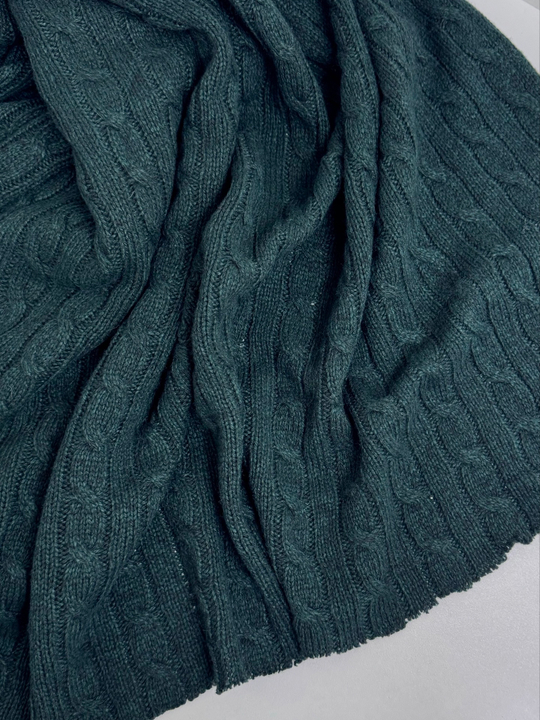 Трикотаж шерсть, зеленый темный, жаккард косичка FC#70