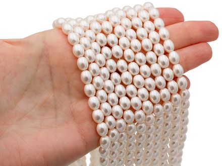 Жемчуг 6х8мм, рис "Майорка" (нить)