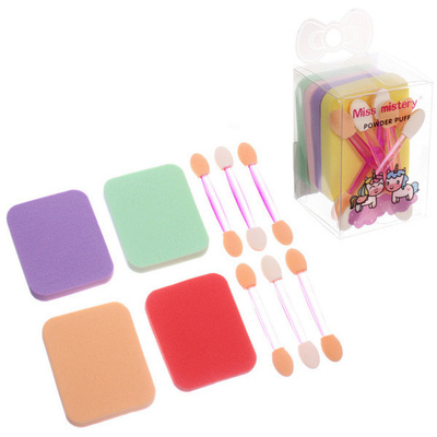 Набор для макияжа 6 аппликаторов и 4 спонжа»ЭФФЕКТО», тропики, микс два цвета, 6,2*6,2*4,2см