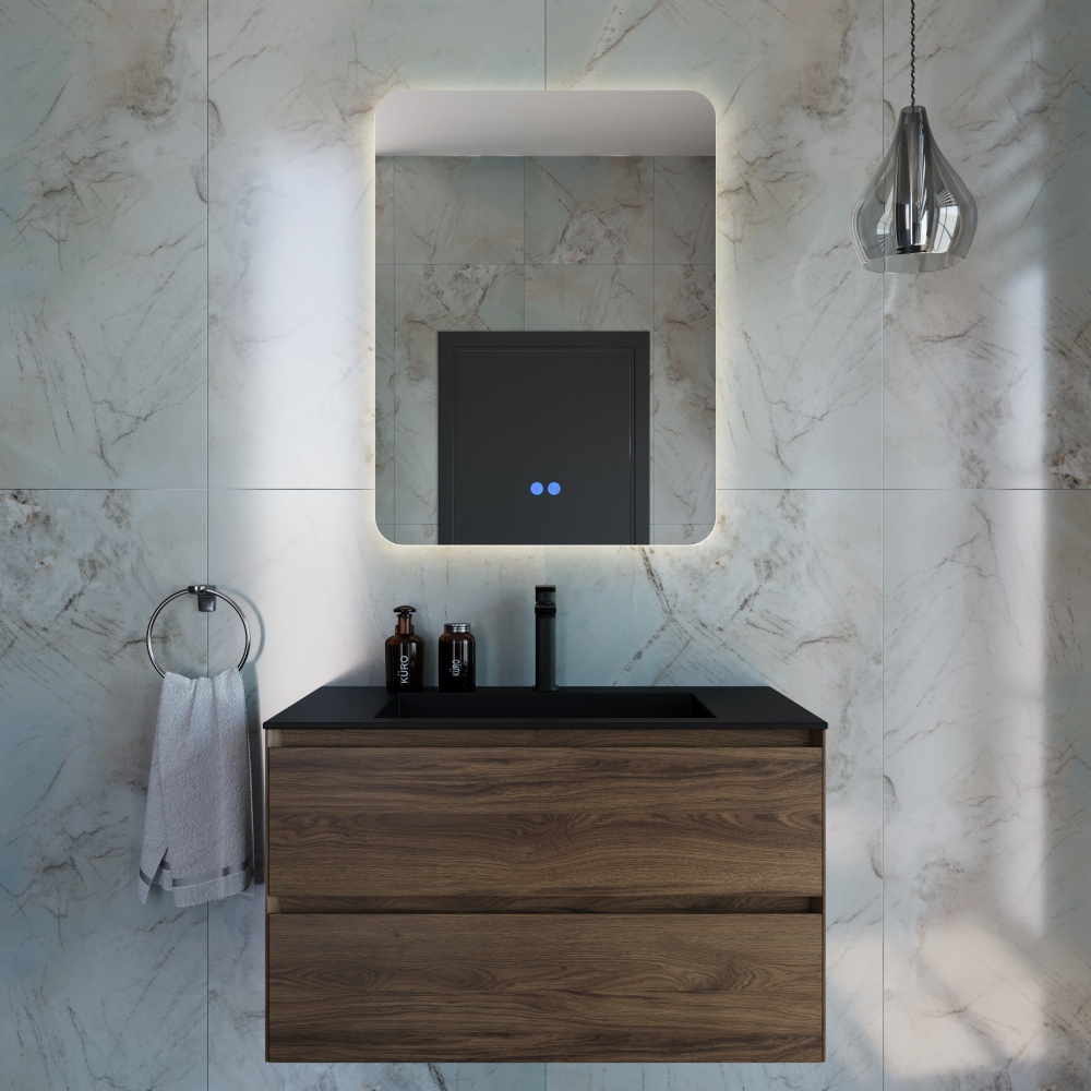 Тумба под раковину Vincea Luka 800 подвесная, 2 выкатных ящика soft-close, С.Oak