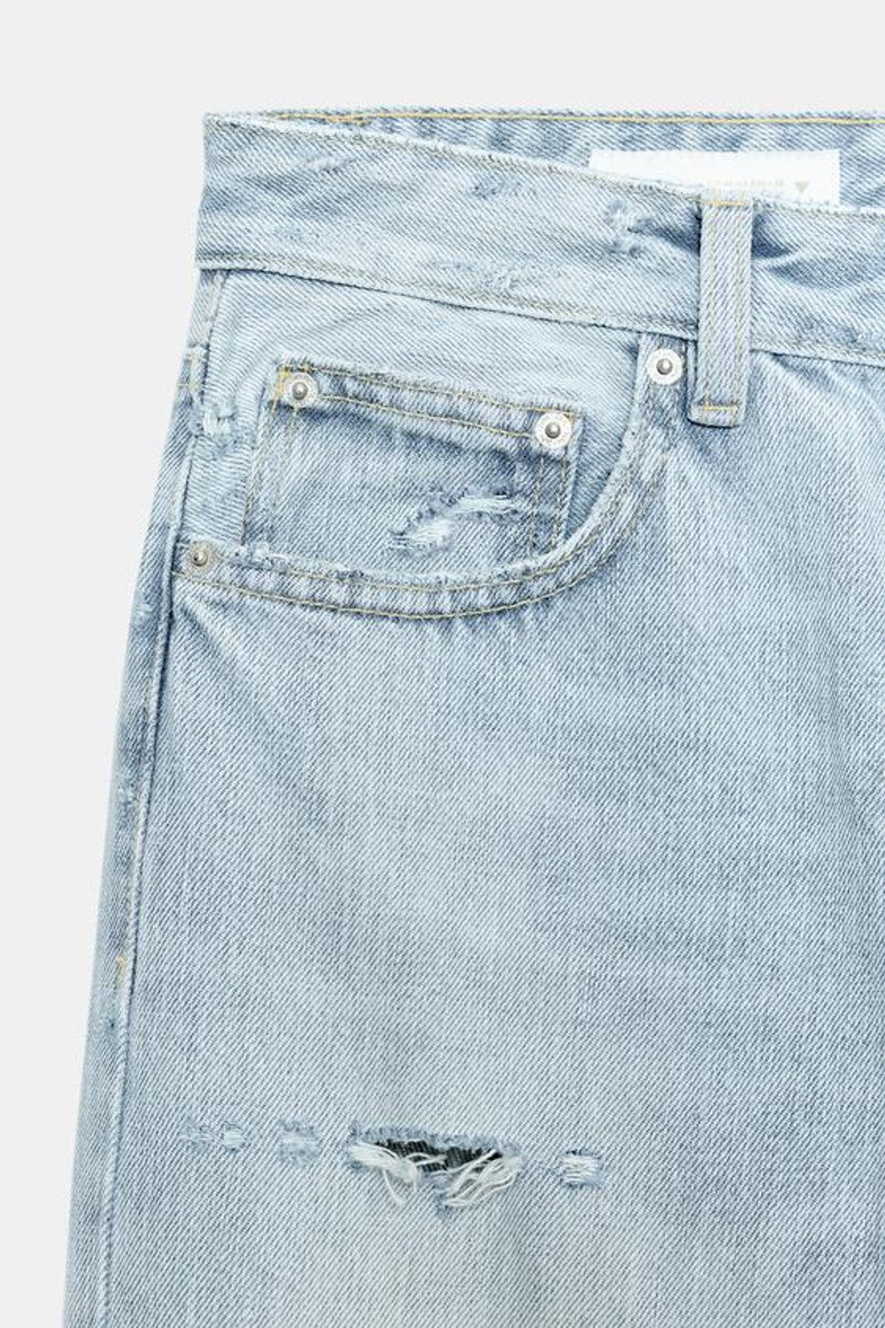 ZARA ДЖИНСЫ TRF ПРЯМОГО КРОЯ С НИЗКОЙ ПОСАДКОЙ И РАЗРЕЗАМИ, ГОЛУБОЙ