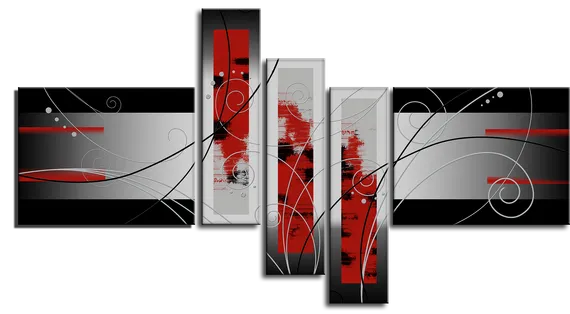 Модульная картина "Красно-серебряная абстракция"