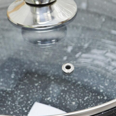 Сотейник 28см Гранит black со съемной ручкой и cтеклянной крышкой