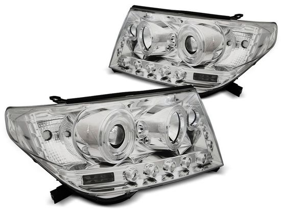 Передние фары Angel Eyes для Toyota Land Cruiser 200 (07-12) Chrome