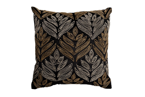 70SW-12130 Подушка с вышивкой, бисером "Акация" черн. 45*45см