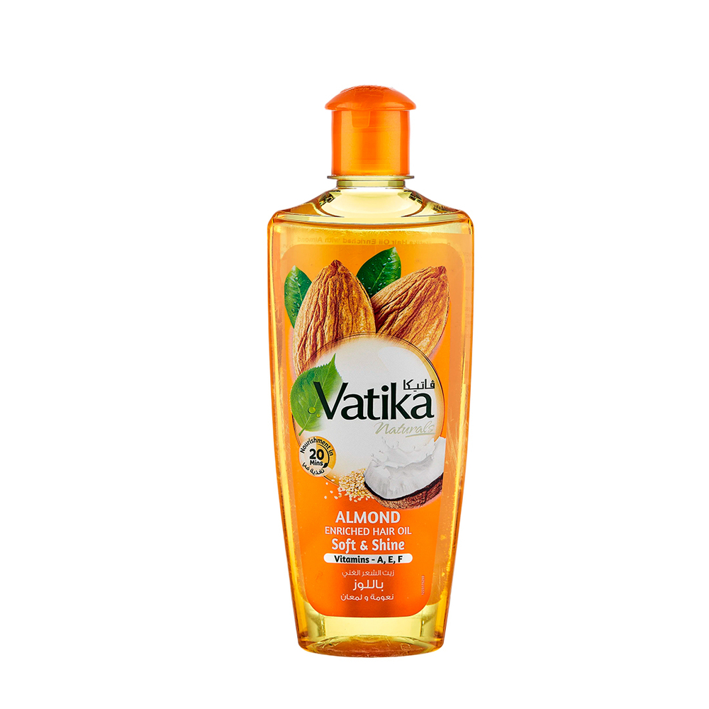 Масло для волос Dabur Vatika Hair oil Almond Softness & Shine Дабур Ватика Миндаль, кокос, кунжут 200 мл