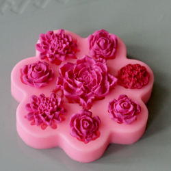 Молд силиконовый для флористики "Семицветик. Маленькие розочки" / Форма для лепки мелких цветочков и бутонов / молд для мыла, воска и полимерной глины