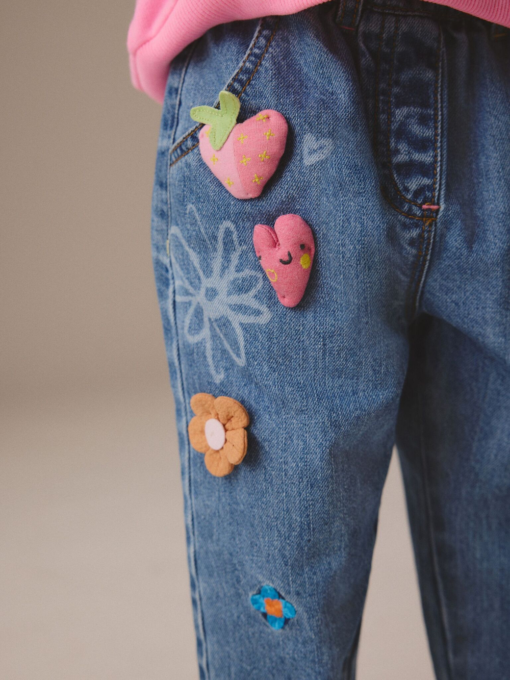 Джинсы с вышивкой для девочки Next E12-750, Синий