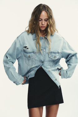 ZARA МИНИ-ЮБКА С ВЫСОКОЙ ПОСАДКОЙ, ЧЕРНЫЙ