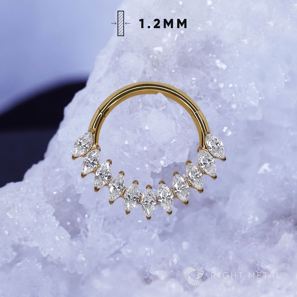 Кликер 11K Marquise v.2 Crystal PVD Yellow 1.2мм