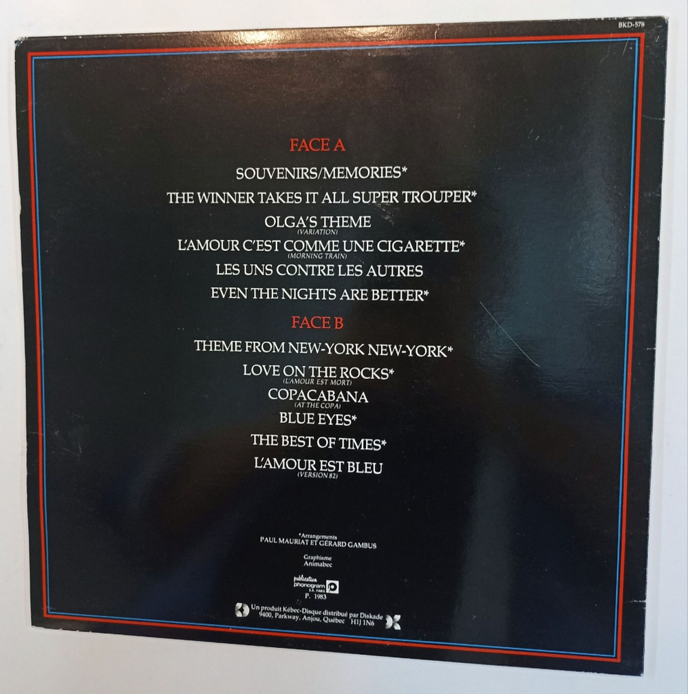 Винтажная виниловая пластинка LP Paul Mauriat Souvenirs Memories (Canada 1983)