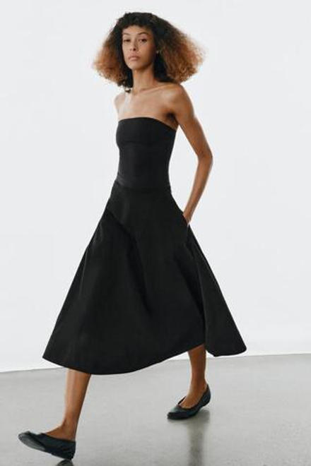 ZARA ЮБКА МИДИ — ZW COLLECTION, ЧЕРНЫЙ