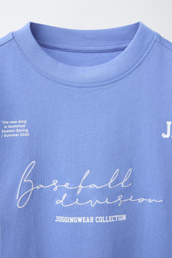 ZARA ФУТБОЛКА В СПОРТИВНОМ СТИЛЕ С НАДПИСЬЮ, ГОЛУБОЙ