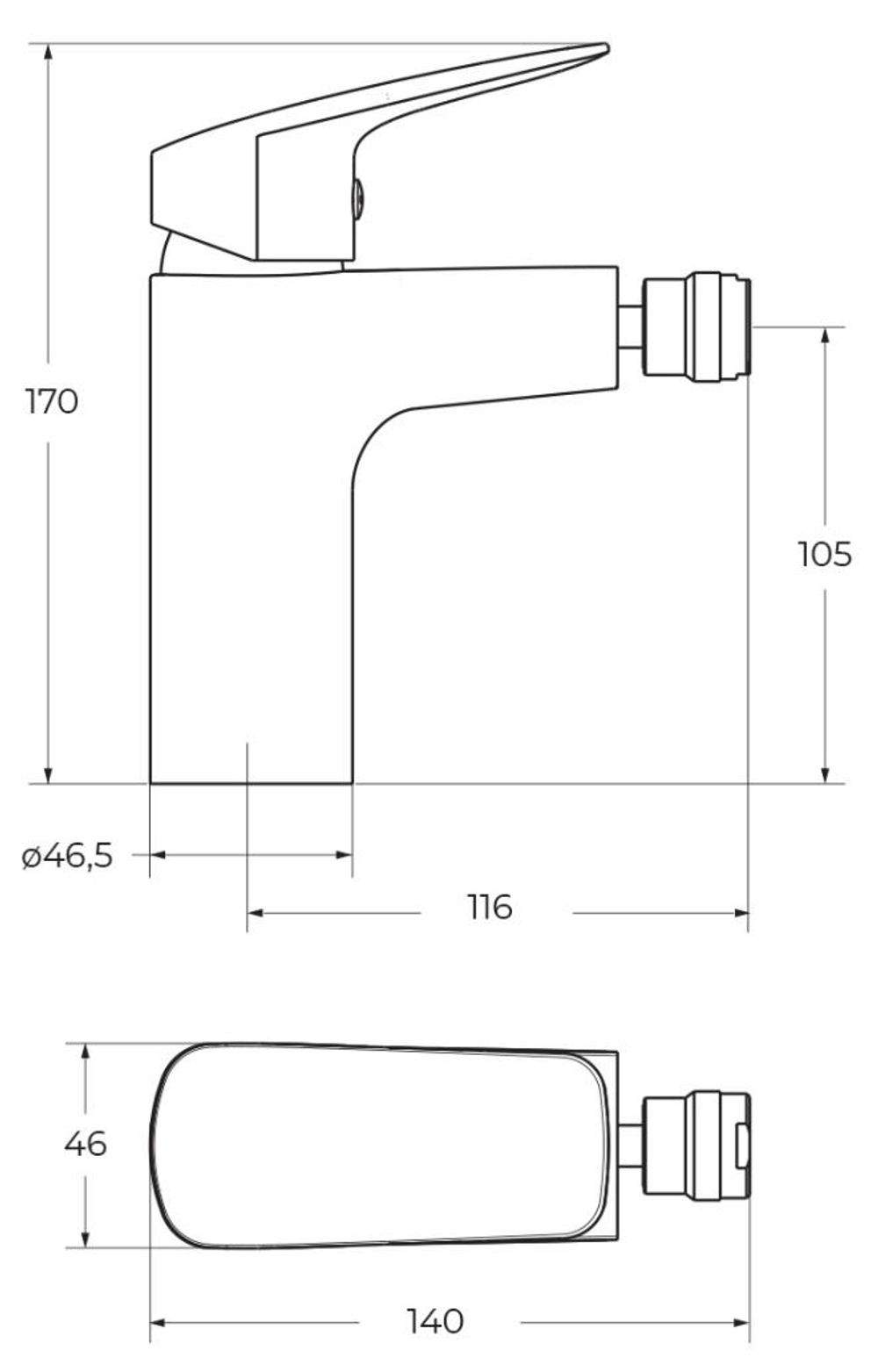Смеситель для биде BelBagno DUE-BD-CRM-W0 без донного клапана