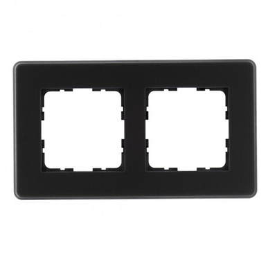 Стеклянная матовая закругленная рамка 2 пост , цвет черный