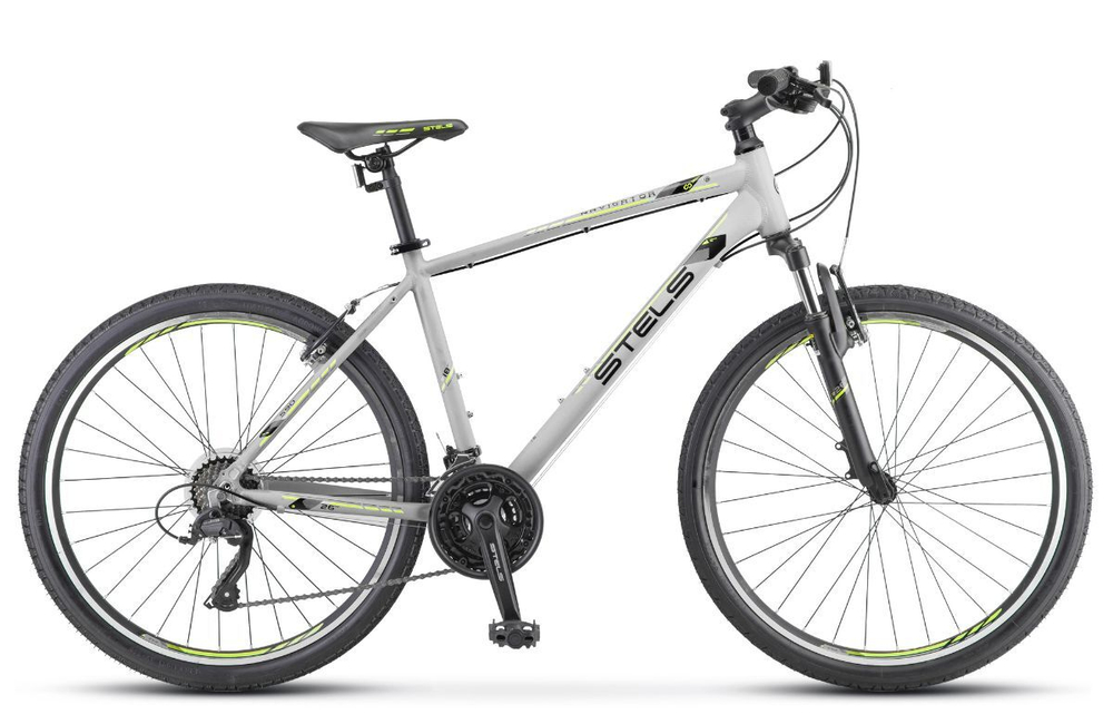 Велосипед STELS Navigator-590 V, колёса 26" рама 16" серо/салатовый