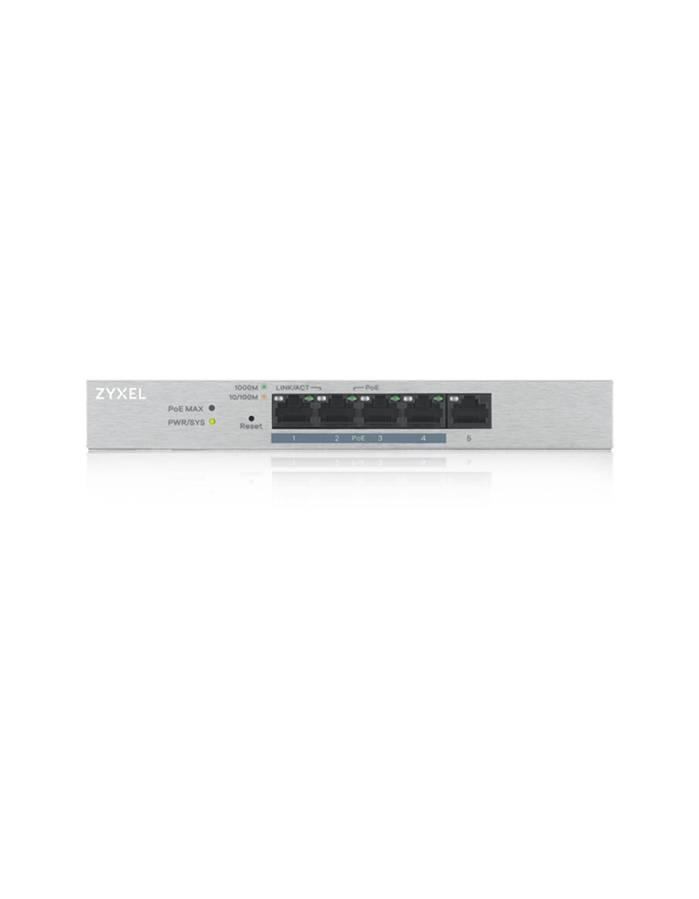 Smart L2 коммутатор PoE+ Zyxel GS1200-5HP v2, 5xGE (4xPoE+), настольный, бесшумный, с поддержкой VLAN, IGMP, QoS и Link Aggregation, бюджет PoE 60 Вт