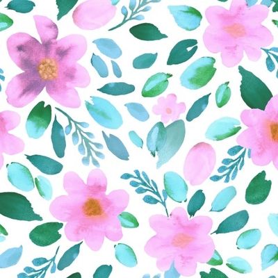 Акварельные цветы на белом фоне