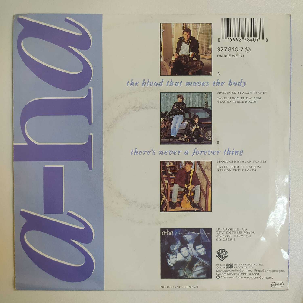 a-ha - The Blood That Moves The Body (Европа 1988г.) 7", 45 RPM, Single