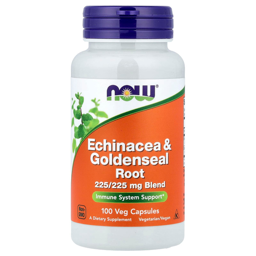 NOW Foods, эхинацея и корень желтокорня, 100 растительных капсул