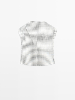 Massimo Dutti Топ в клетку со сборкой, белый