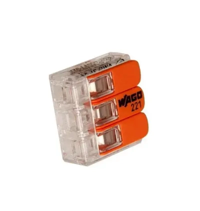 Клемма Wago 221-413, 3-х проводная для соединения проводов (Ваго), 10 шт
