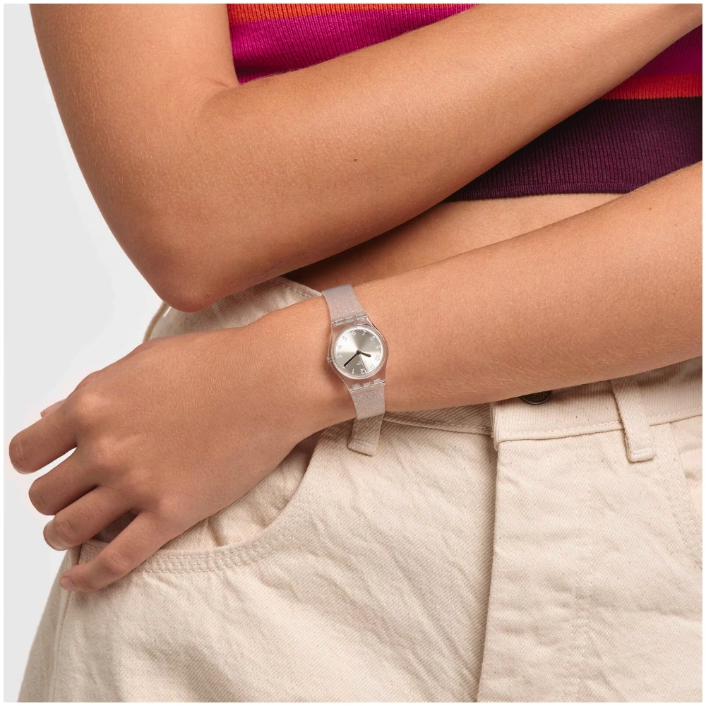 SILVER GLISTAR TOO Водонепроницаемый (waterproof) 3 бар Диаметр 25,00 мм Механизм: кварцевый - SWATCH