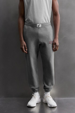 ZARA ДЖОГГЕРЫ С ТЕКСТОВЫМ ПРИНТОМ, СЕРЫЙ МЕЛАНЖ