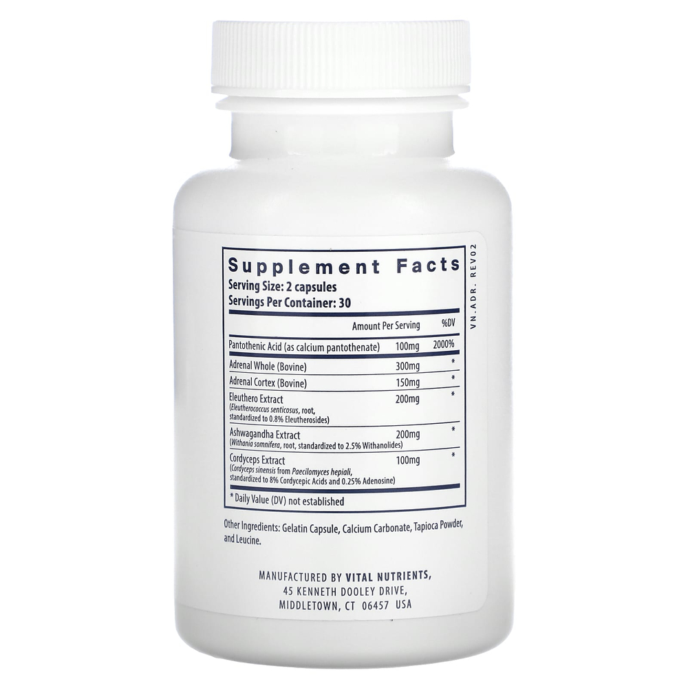 Vital Nutrients, Поддержка надпочечников`` 60 капсул