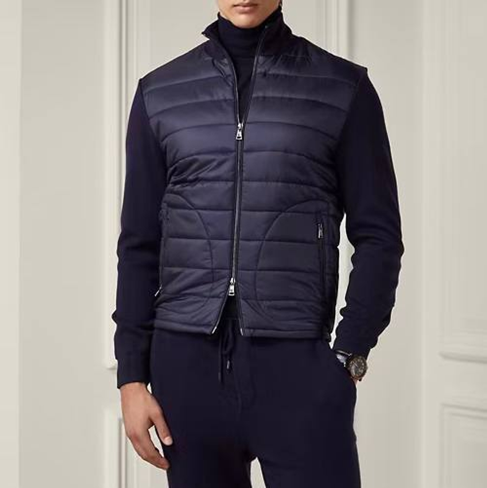 Ripstop-Panel Wool Full-Zip Sweater – мужской свитер с утеплёнными вставками от Ralph Lauren