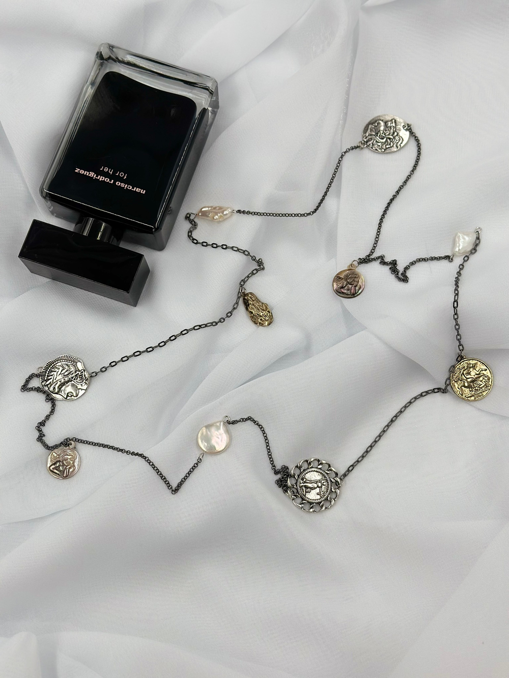 Колье - Teatrium - колье, монеты,жемчуг, длина 102,0 см