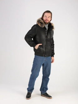 Дубленка натуральная куртка зимняя с капюшоном