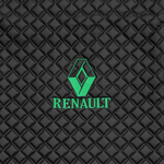 Ковры RENAULT T (автомат) (экокожа, черный, черный кант, зеленая вышивка)