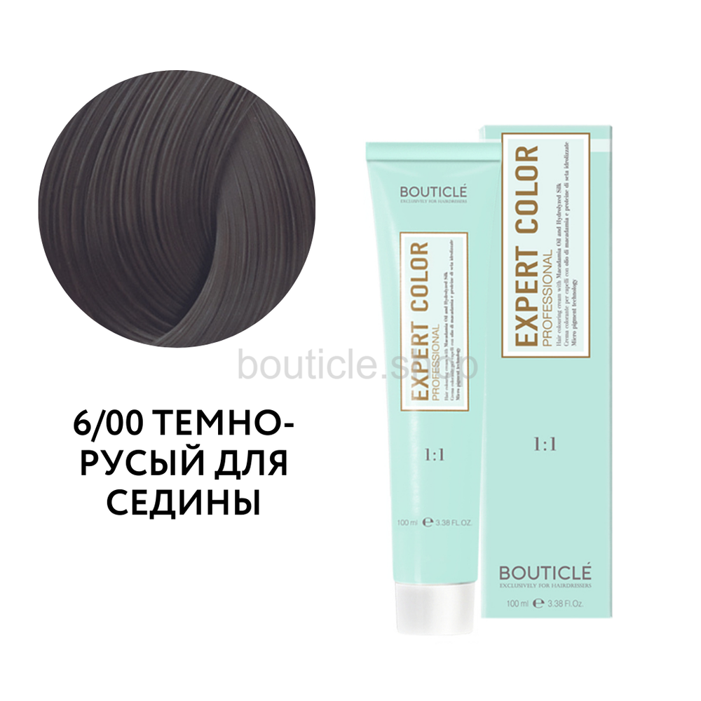 Профессиональный перманентный крем-краситель для волос Bouticle Expert Color Hair Color Cream цвет 6.00 темно-русый для седых волос, 100 мл
