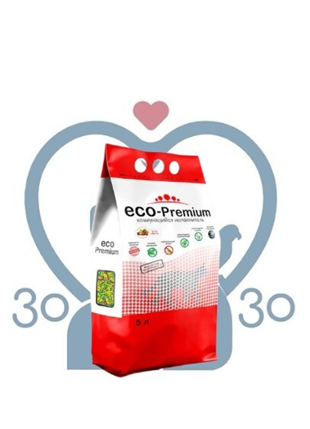 Наполнитель комкующийся древесный, ECO-Premium ТУТТИ-ФРУТТИ, 20 л (7,6 кг)