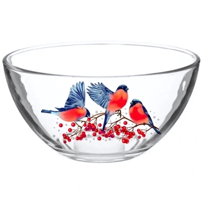 Салатник стеклянный 800мл «Снегири» D1425/12