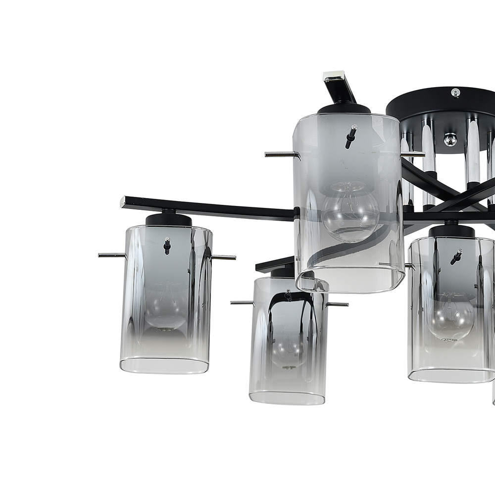 Потолочный светильник 7x40Вт E27, металл/стекло, чёрный