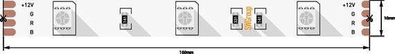 Светодиодная лента SWG 7,2W/m 30Led/m 5050SMD RGB 5M SWG530-12-7.2-RGB-М 009258